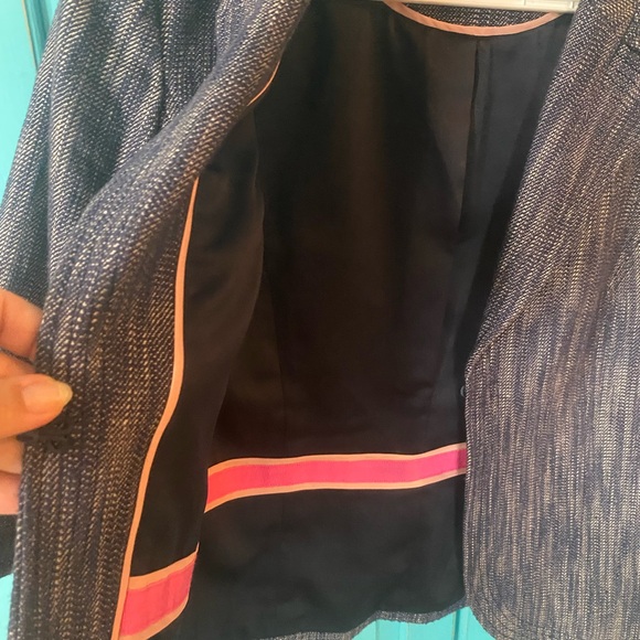 Boden Jacket Blazer Denim Blue Light Tweed - Waist Line Hook - Dressy Casual - Picture 7 of 14